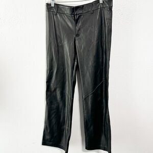 Free People black straight leg faux leather pants size 6